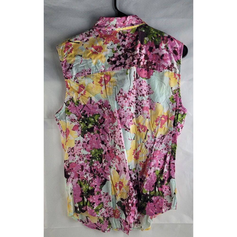 Sunset Rd sleeveless floral button-up blouse Sz 14 - Picture 2 of 4